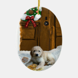 Cerâmica Ornamento de presentes de Natal Goldendoodle