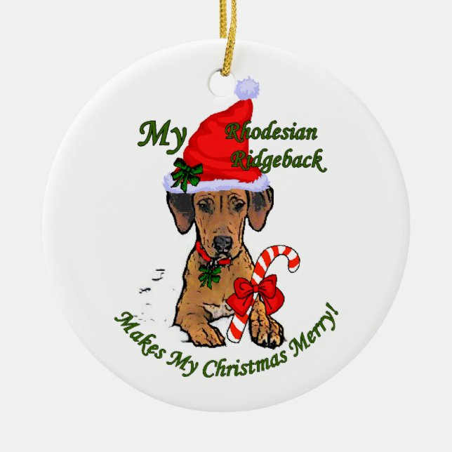Cerâmica Ornamento de Presentes de Natal Ridgeback Ridgebac (Frente)
