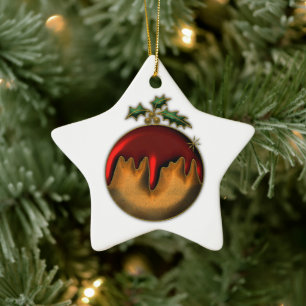 Cerâmica Ornamento de pudim de ameixa de Natal em ouro