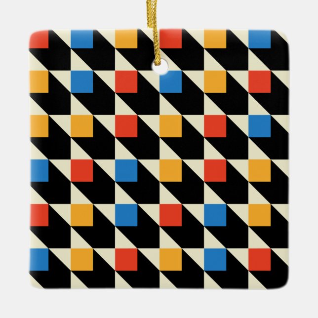 Cerâmica Ornamento de Quadrados Coloridos (Frente)