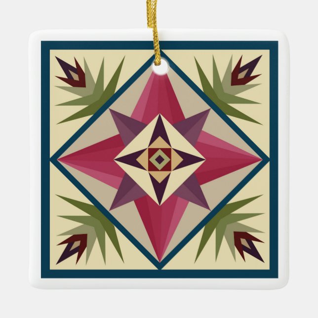 Cerâmica Ornamento de Quilt de Olho de Deus (Frente)