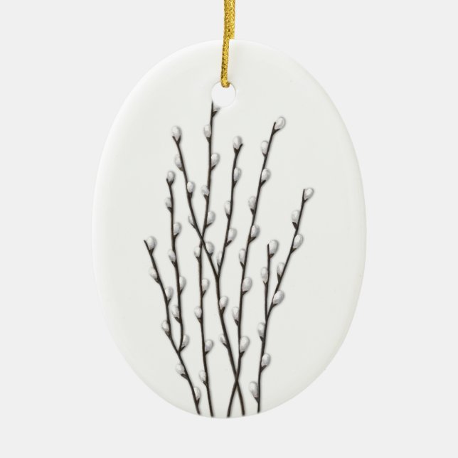Cerâmica Ornamento de Ramais Pussywillow (Frente)