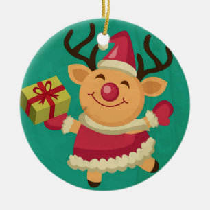 Cerâmica Ornamento de Reindeer Dançante