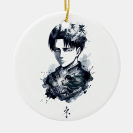 Cerâmica Ornamento de Retrato de Soldado de Tinta Azul