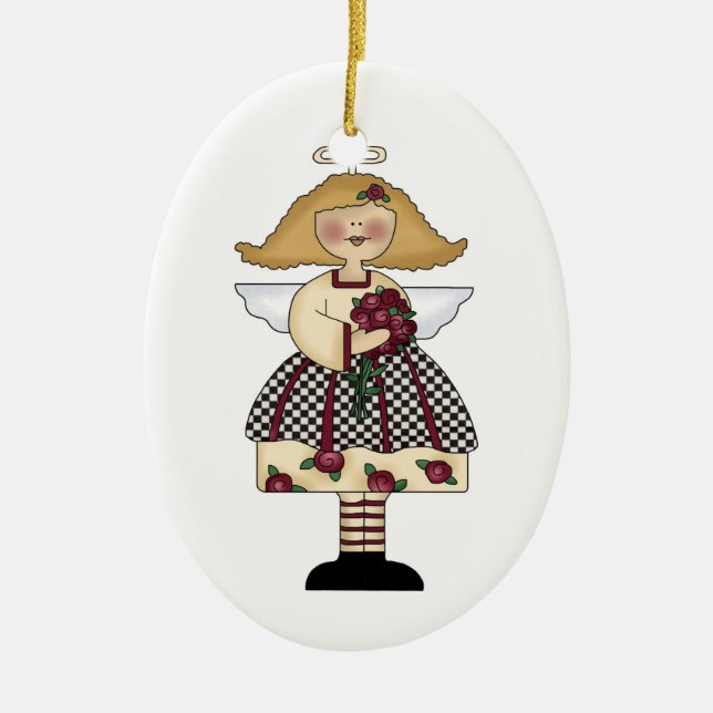 Cerâmica ornamento de rosa angel (Frente)