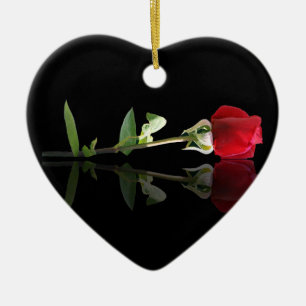 Cerâmica Ornamento de Rosa vermelha personalizável