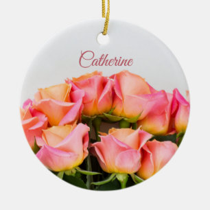 Cerâmica Ornamento de Rosas de nome personalizado