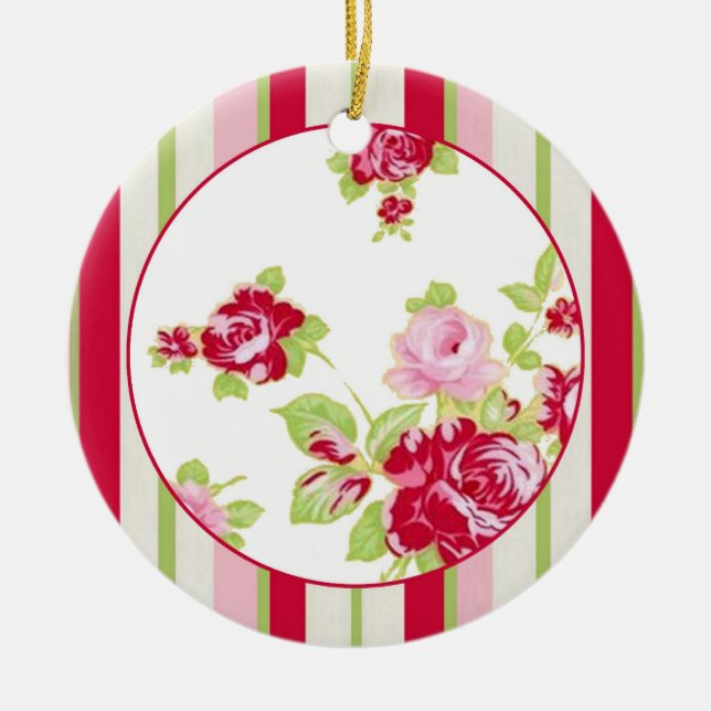 Cerâmica Ornamento De rosas E Listras (Frente)