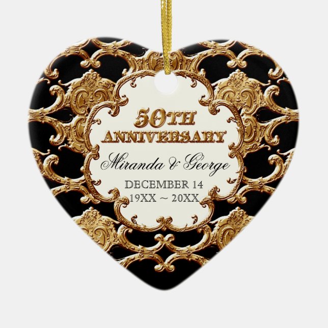 Cerâmica Ornamento de Rua ouro Francesa para 50º Aniversári (Frente)