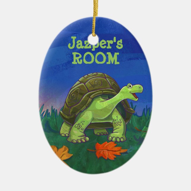Cerâmica Ornamento de Sala Personalizada de Tortoise Divert (Frente)