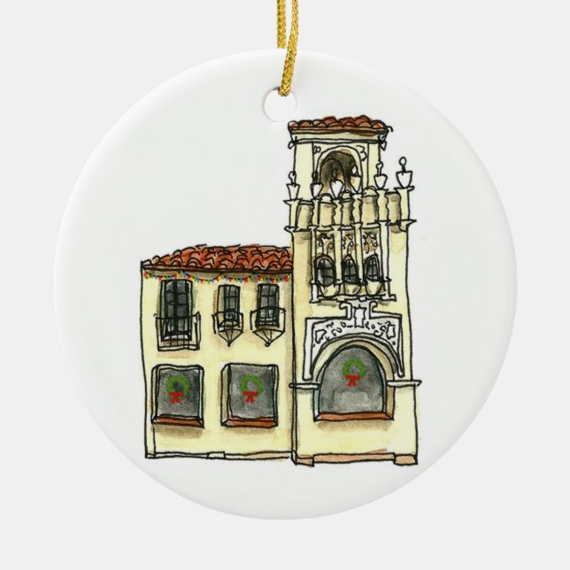 Cerâmica Ornamento de San Carlos Califórnia - construção da (Frente)