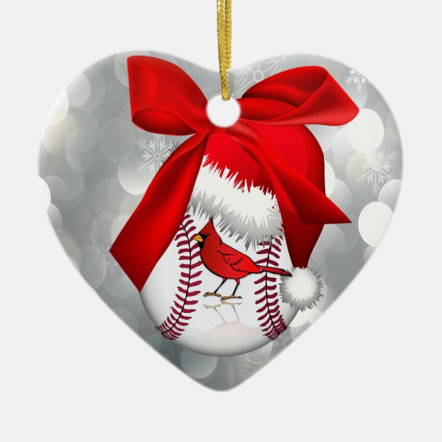 Cerâmica Ornamento de Santa Hat do Cardeal Baseball (Frente)
