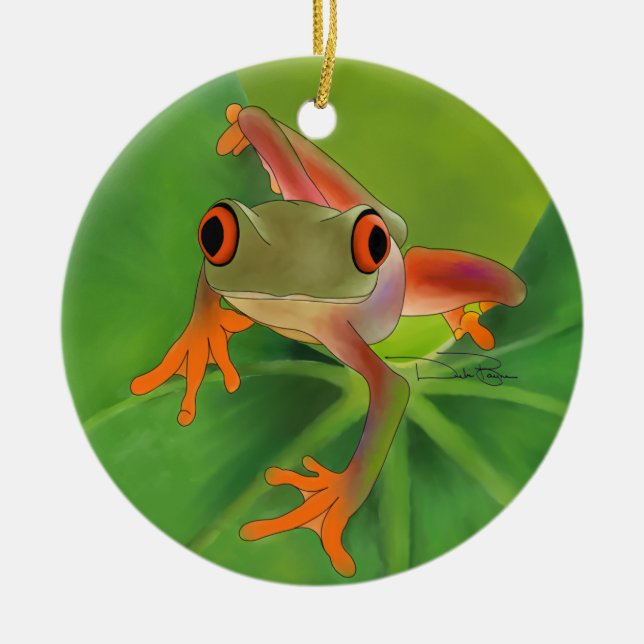 Cerâmica Ornamento de Sapo louco com fundo (Frente)