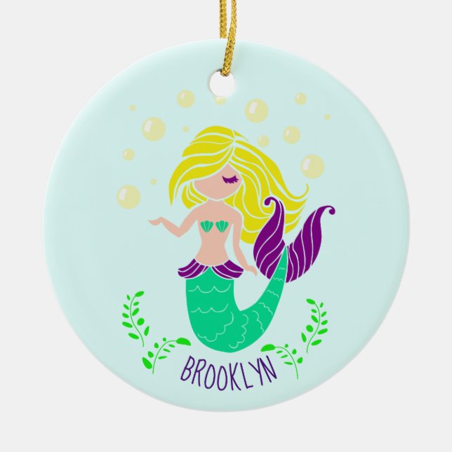 Cerâmica Ornamento de Sereia Personalizado (Frente)
