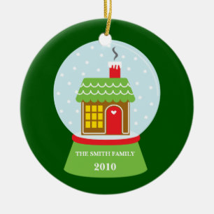 Cerâmica Ornamento de Snowglobe da casa de pão-de-espécie