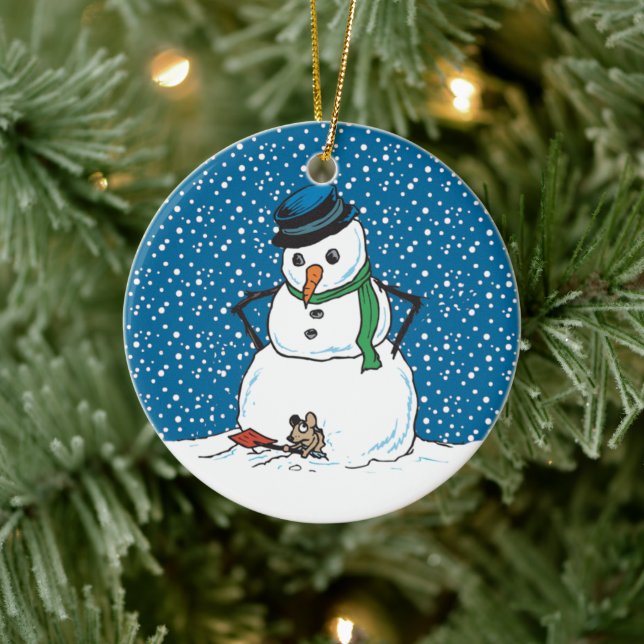Cerâmica Ornamento de Snowman e Rato (Árvore)