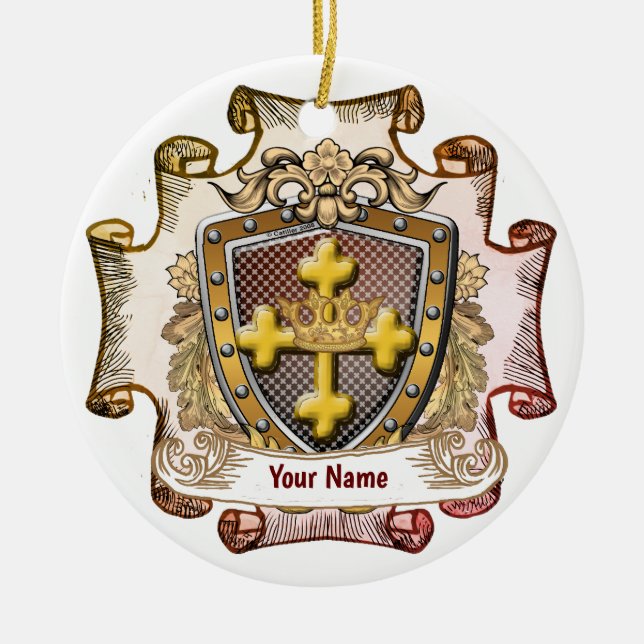 Cerâmica Ornamento de Sobrenome da Crest da Família Valor (Frente)