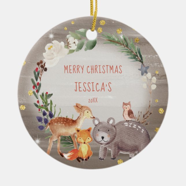 Cerâmica Ornamento de Terra de Natal Feliz (Frente)