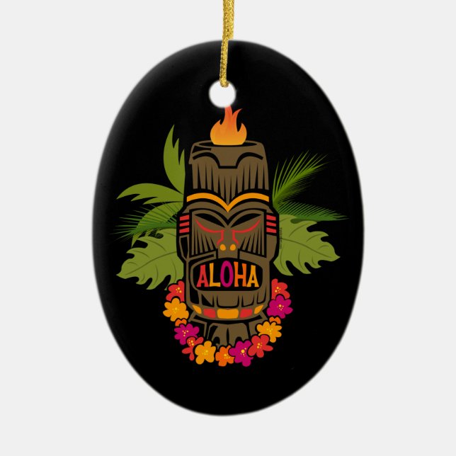 Cerâmica Ornamento de Tiki Aloha (Frente)