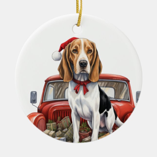 Cerâmica Ornamento de "Treing Walker Coon Hound" (Frente)