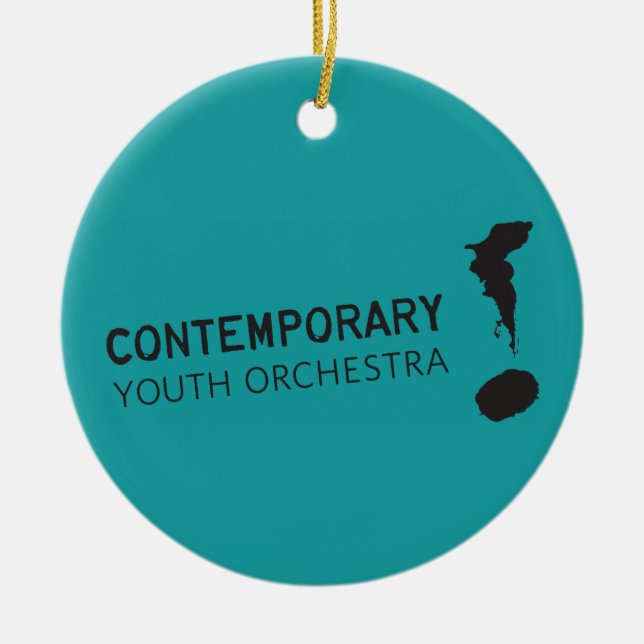 Cerâmica Ornamento de Trombone da Orquestra de Jovens Conte (Frente)
