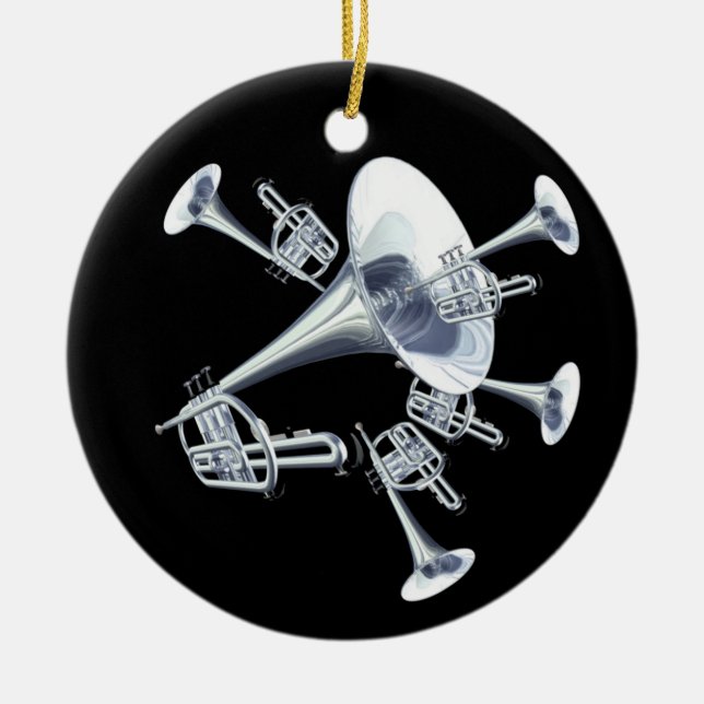 Cerâmica Ornamento de Trompetes de Prata (Frente)