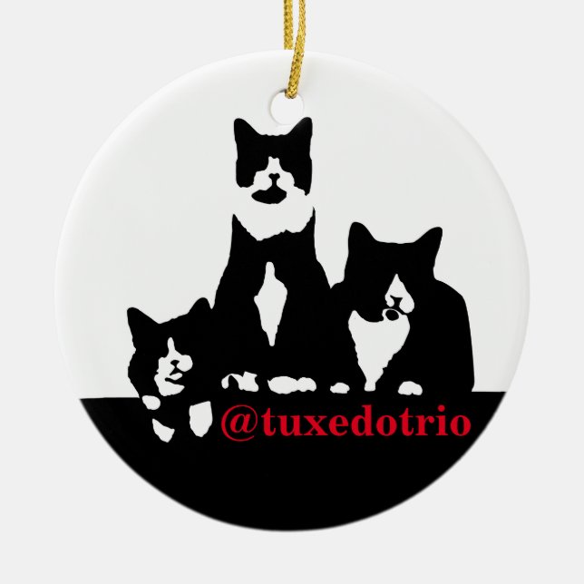 Cerâmica Ornamento de TuxedoTrio (Frente)