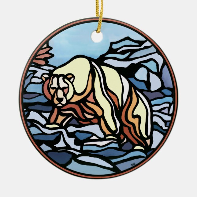 Cerâmica Ornamento de Urso Tribal Maneira de Bear Mantenha  (Frente)