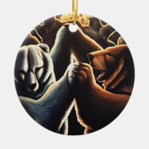 Cerâmica Ornamento de Ursos Dançantes Ofertas de Amor Mult