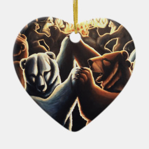 Cerâmica Ornamento de Ursos Dançantes Ofertas de Amor Multi