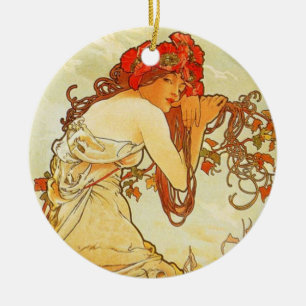 Cerâmica Ornamento de Verão Alphonse Mucha