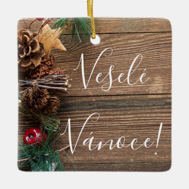 Cerâmica Ornamento de Veselé Vánoce Chrsitmas (Frente)