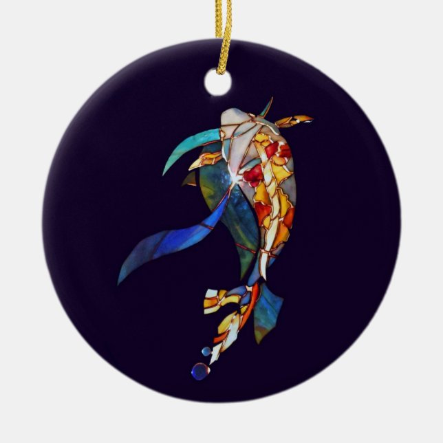 Cerâmica ORNAMENTO de vidro dos peixes de Koi da arte (Frente)