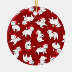 Cerâmica Ornamento de Westies do Natal