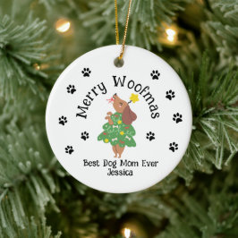 Cerâmica Ornamento de Woofmas de Feliz Personalizada - Mãe 