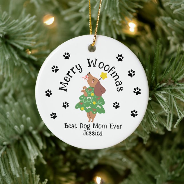 Cerâmica Ornamento de Woofmas de Feliz Personalizada - Mãe  (Árvore)