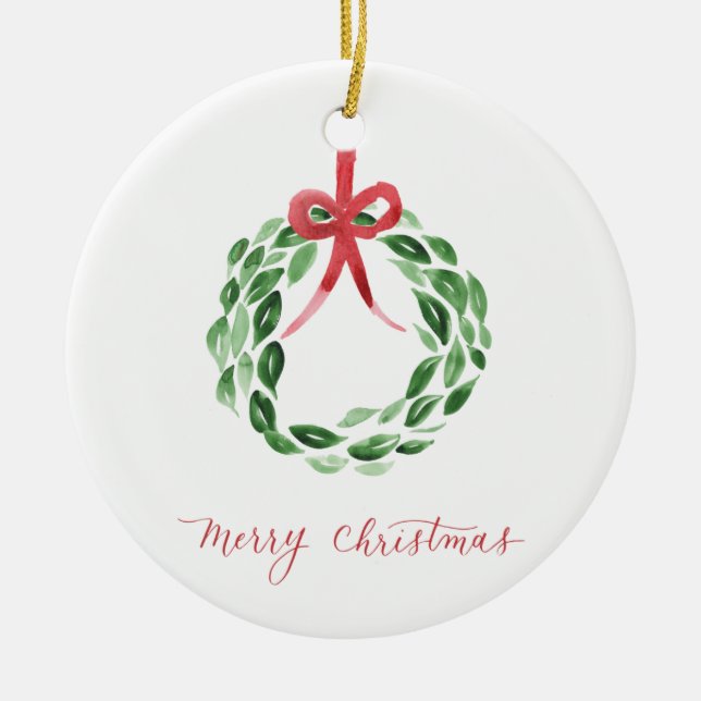 Cerâmica Ornamento de Wreath de Natal (Frente)