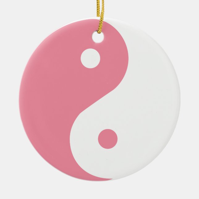Cerâmica ornamento de Yin e Yang rosa (Frente)