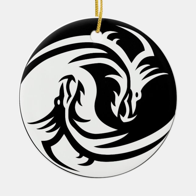 Cerâmica ornamento de yin yang dragons (Frente)