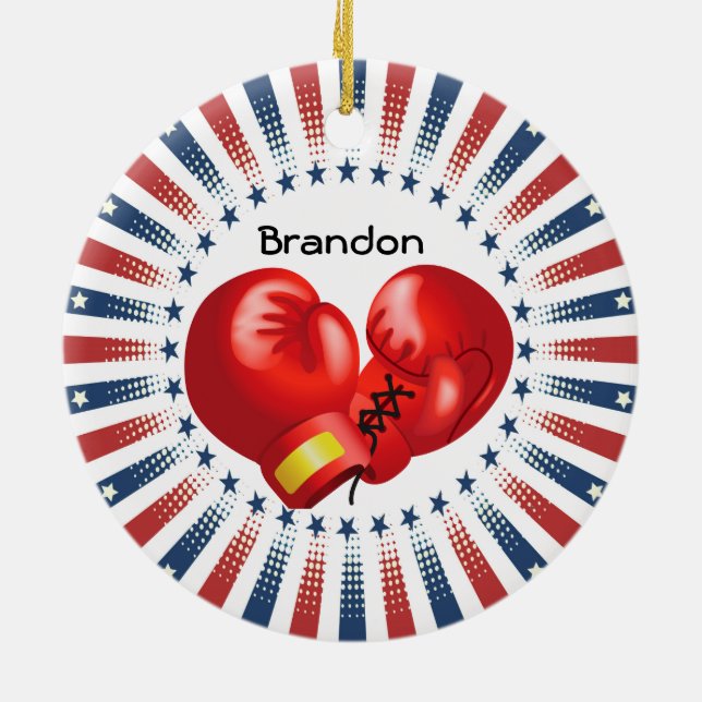 Cerâmica Ornamento Design de Boxing Patriótico (Traseira)