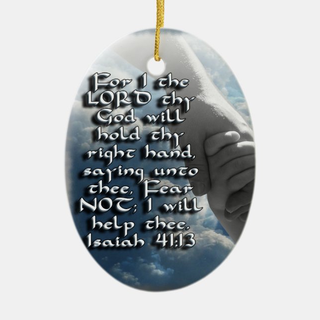 Cerâmica ORNAMENTO do 41:13 de Isaiah - VERSO de BILBLE - (Frente)