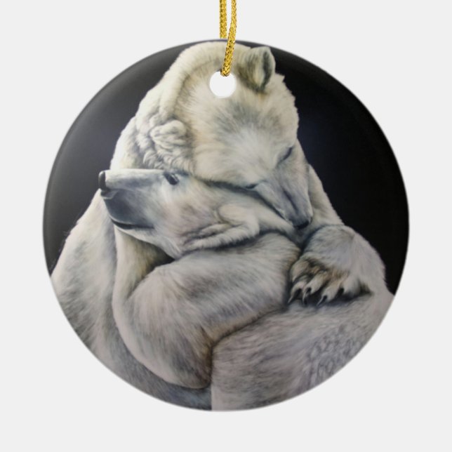Cerâmica Ornamento do abraço de urso polar (Frente)