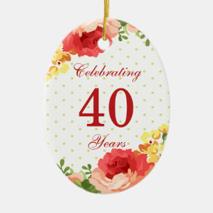 Cerâmica Ornamento do aniversário de casamento das rosas