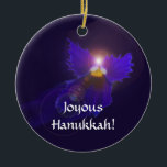 Cerâmica Ornamento do anjo de Hanukkah<br><div class="desc">Um anjo azul minúsculo,  um design original baseado nos padrões da flor azul a mais profunda da viola.</div>