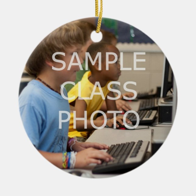 Cerâmica Ornamento do Ano de Foto do Professor (Frente)