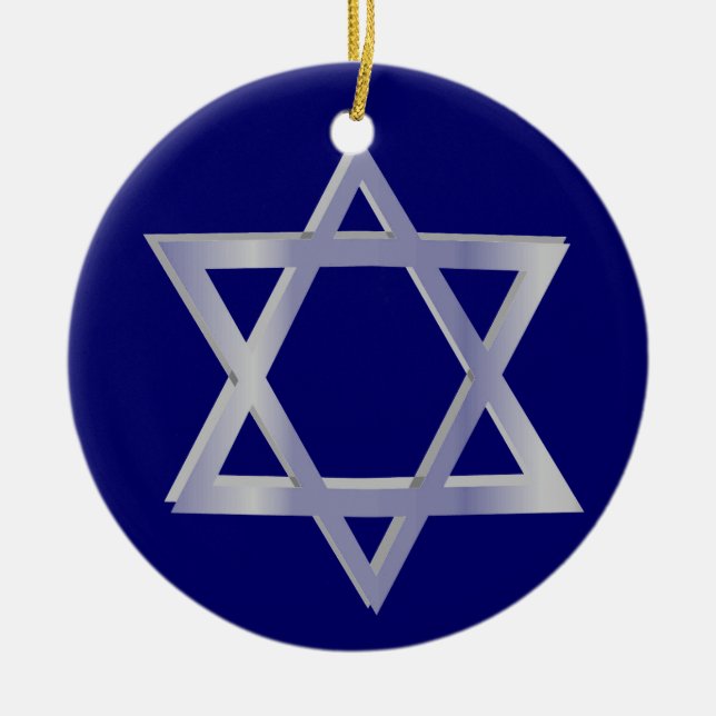 Cerâmica Ornamento do azul de Hanukkah da estrela de David (Frente)