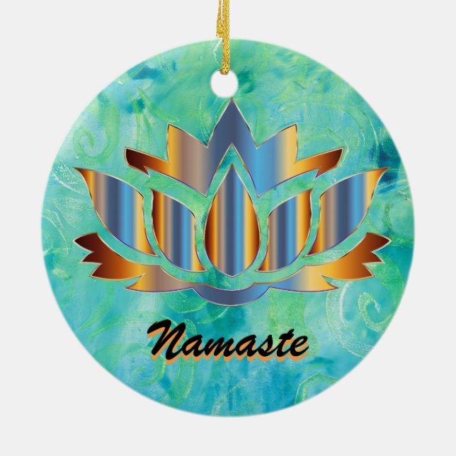 Cerâmica Ornamento do azul de Namaste Lotus (Traseira)