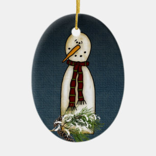 Cerâmica ornamento do boneco de neve