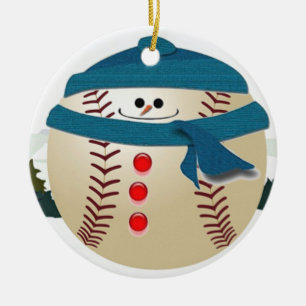 Cerâmica Ornamento do boneco de neve do basebol