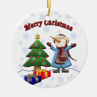 Cerâmica Ornamento do boneco de neve do Feliz Natal